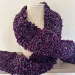 Soft Bouclé Knit Scarf in Deep Purple